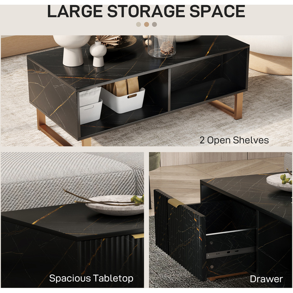 HOMCOM Single Drawer Black Coffee Table Image 7