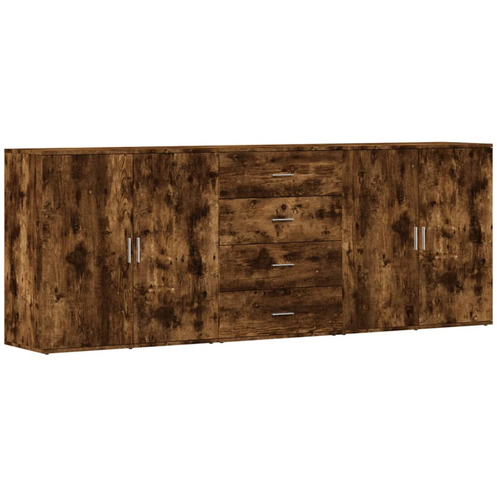 vidaXL 4 Door 4 Drawer Smoked Oak Sideboard Image 2