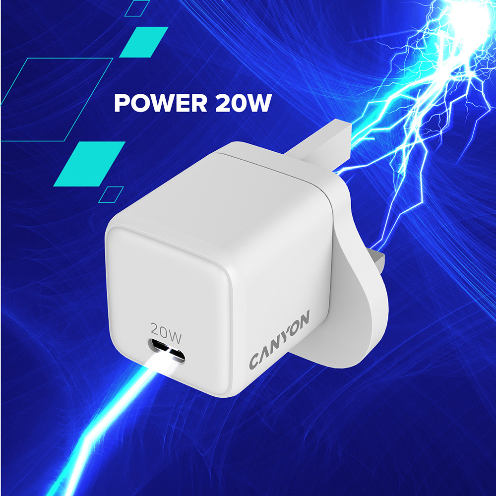 Canyon CNS-CU20C White UK USB-C Port Wall Charger 20W Image 4