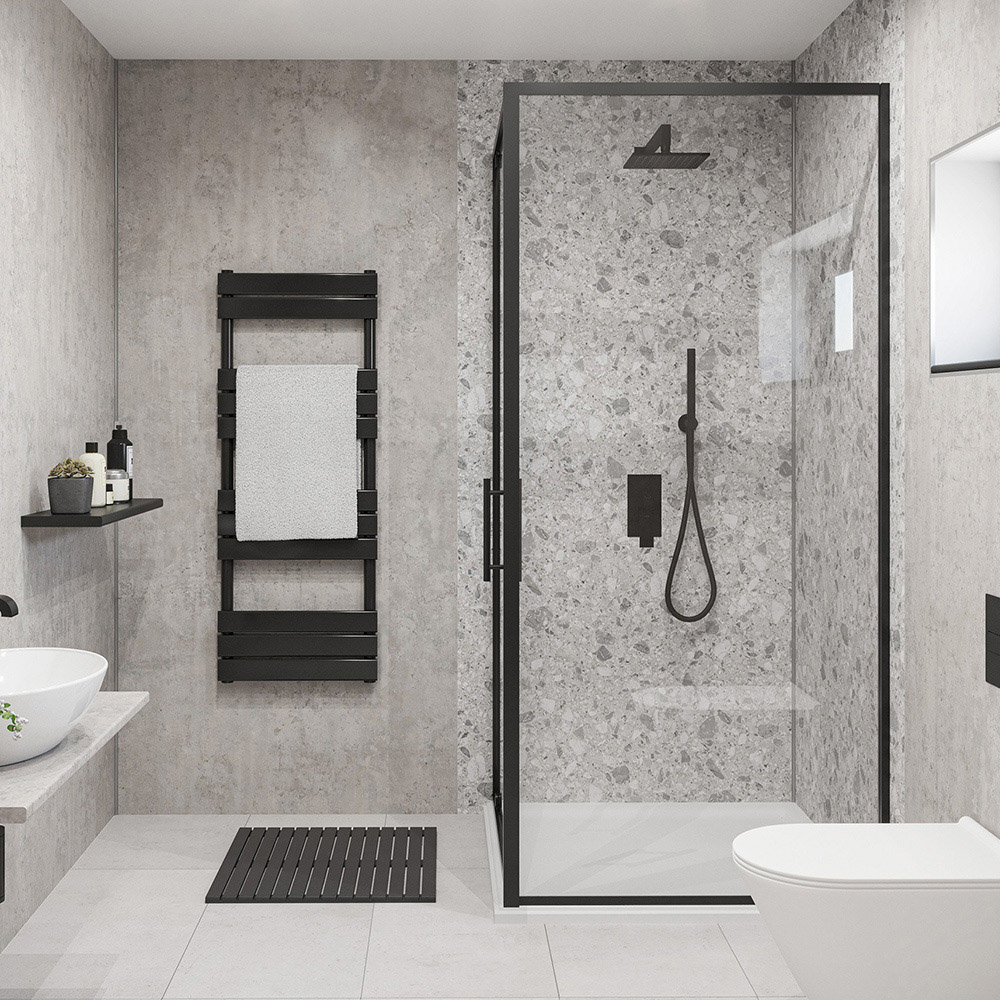 Wetwall Mermaid 2420 x 900mm Linate Terrazzo Concrete Plywood Shower Wall Panel Image 1