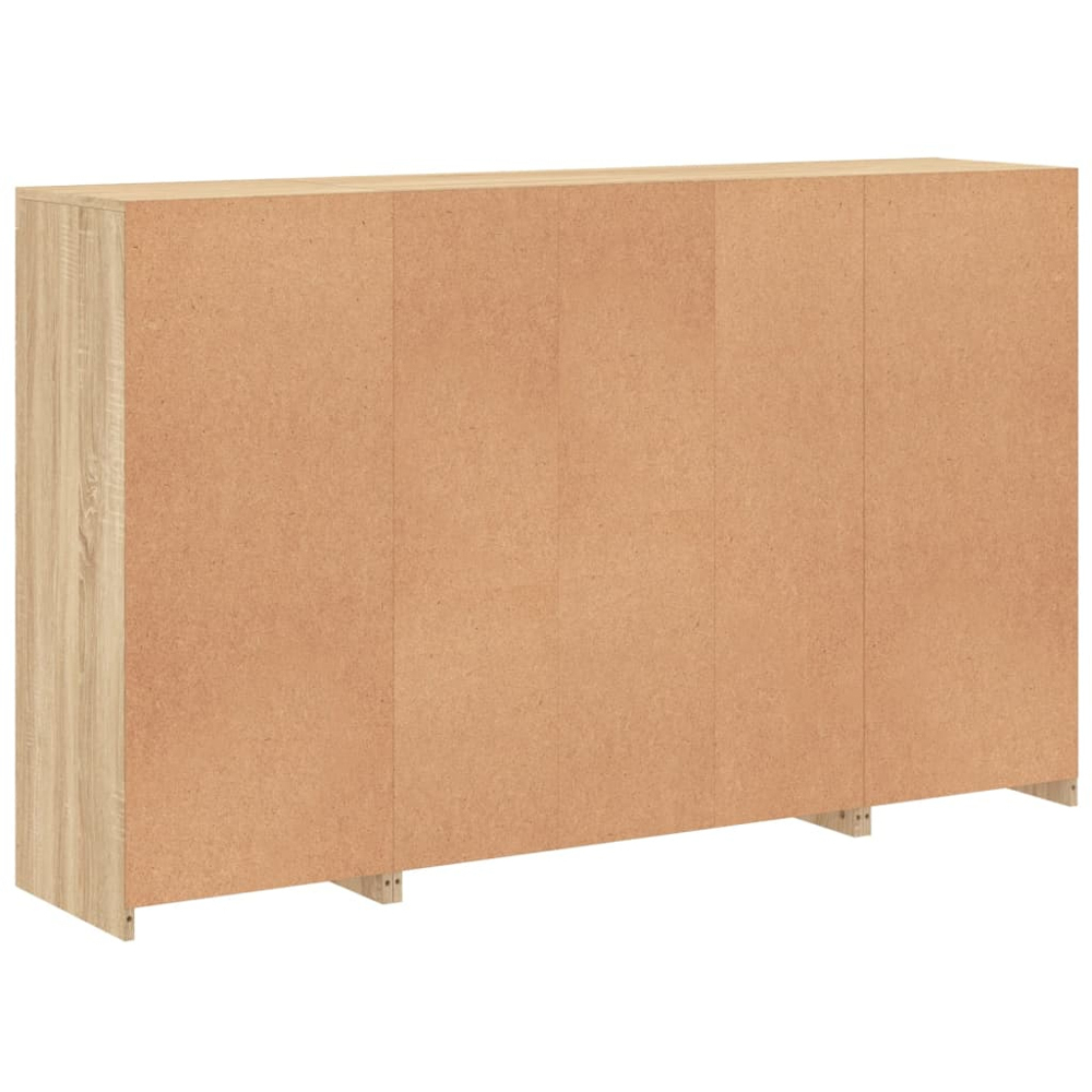vidaXL 2 Door 12 Shelf Sonoma Oak LED Sideboard 3 Piece Image 7