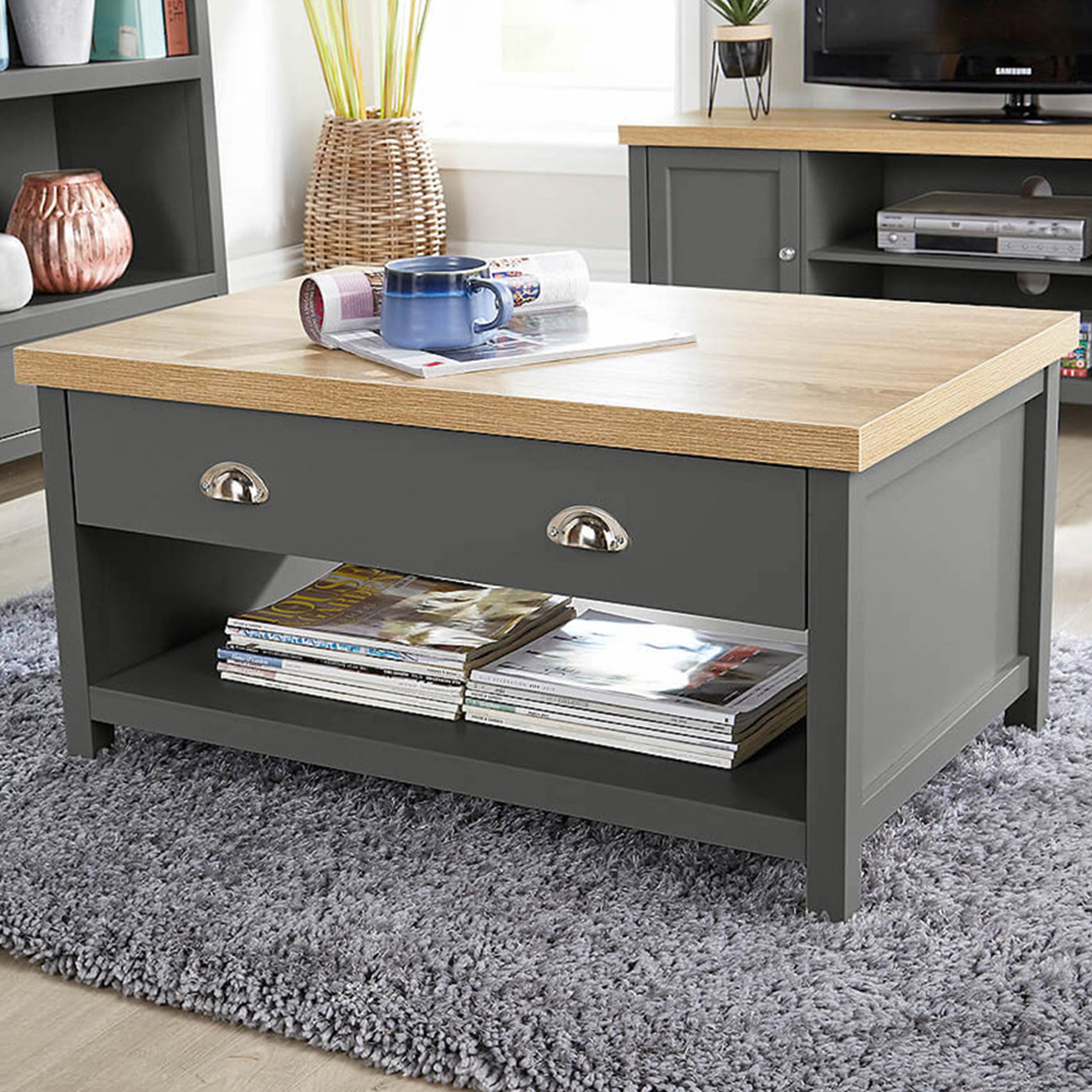 Home Source Avon 2 Drawer Graphite Coffee Table Image 1