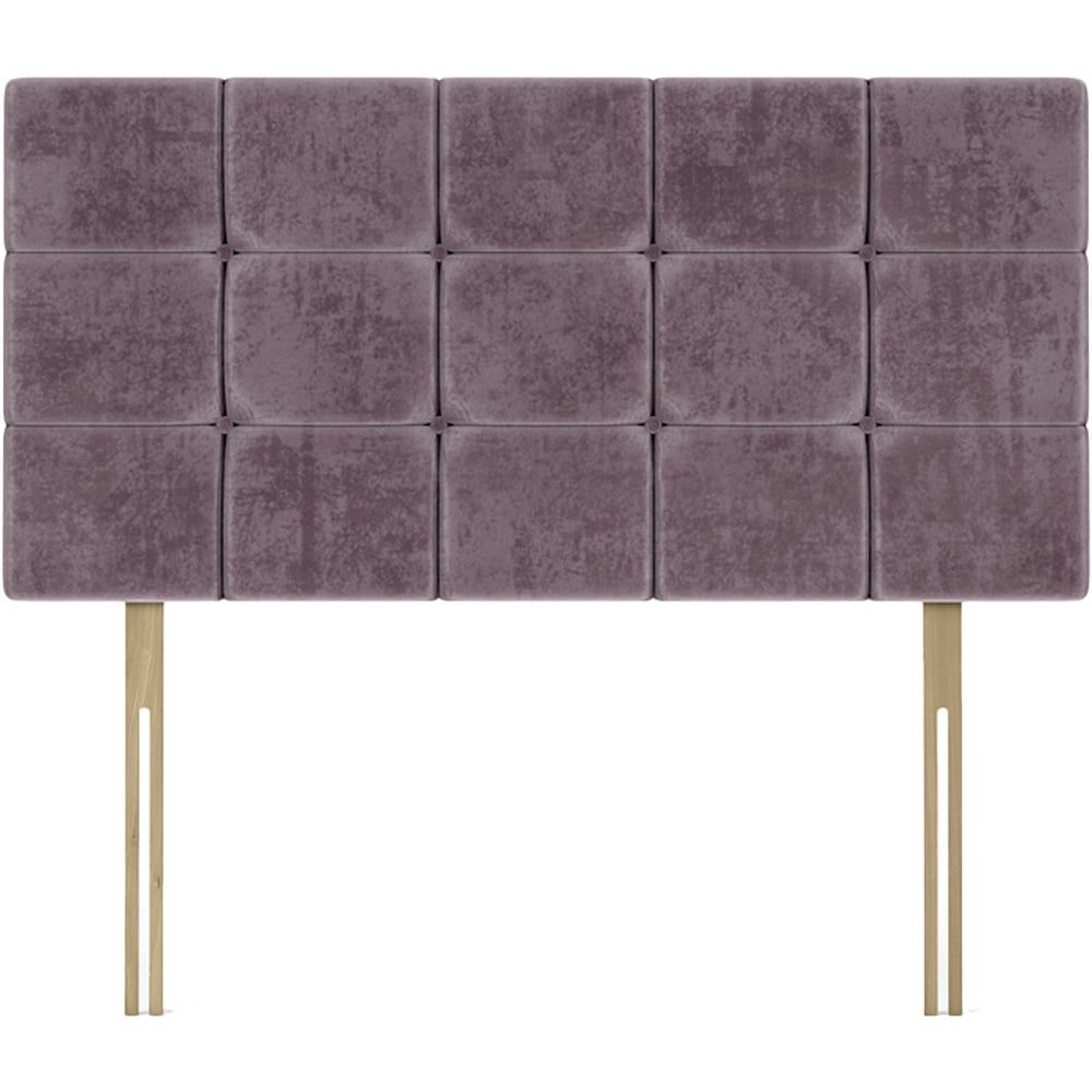 Bedmaster Single Mauve Naples Velvet Pearl Squared Headboard Image 2
