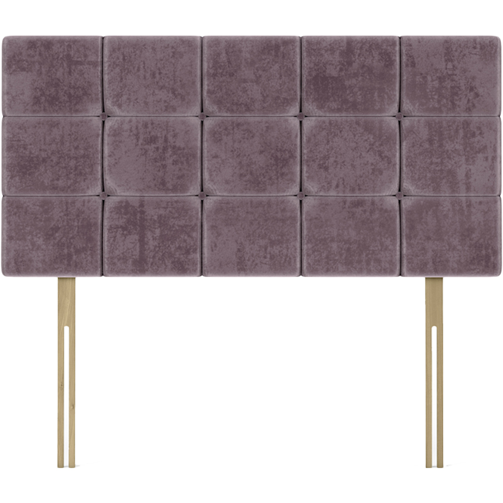Bedmaster Small Double Mauve Naples Velvet Pearl Squared Headboard Image 2
