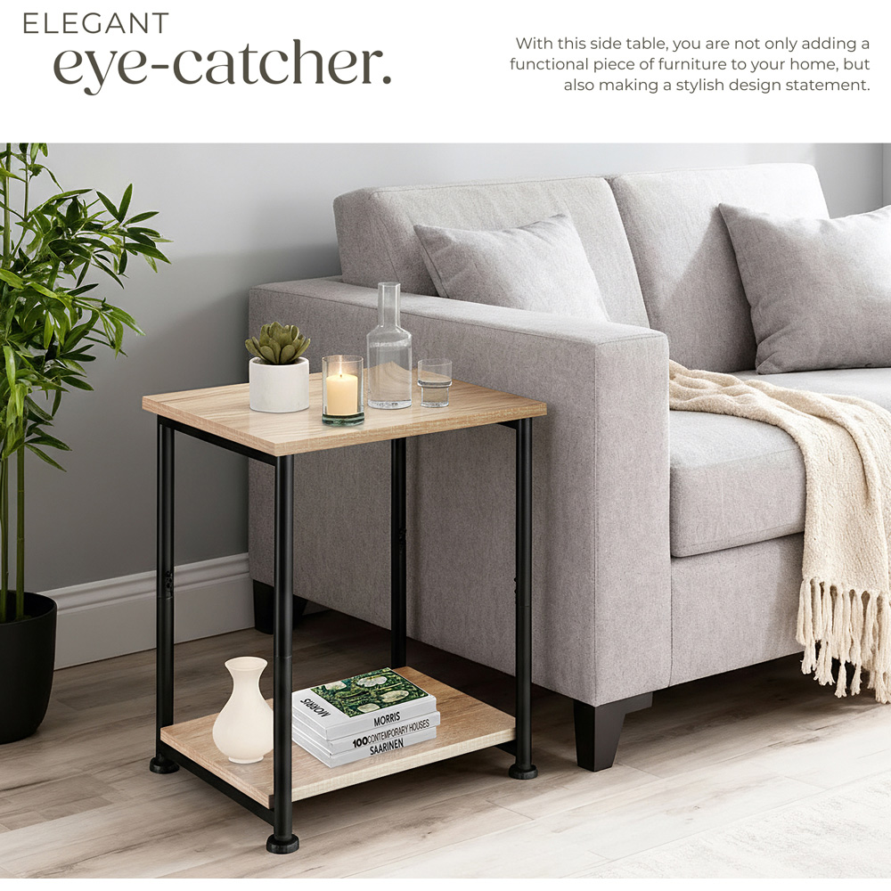 Tectake Yonkers Single Shelf Sonoma Oak Bedside Table Image 5