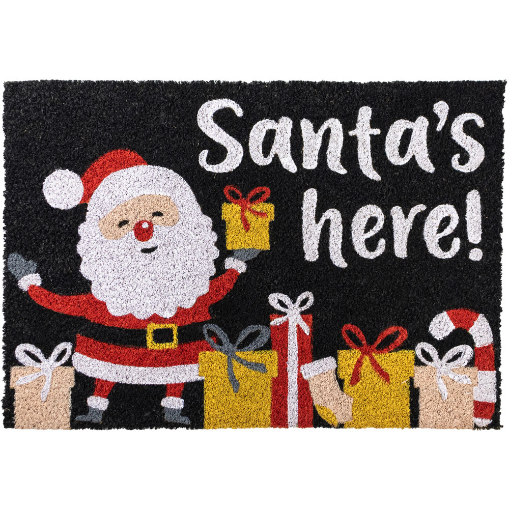 JVL Christmas Santa Latex Coir Door Mat 40 x 58cm Image 1