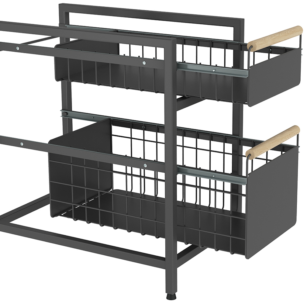 Living and Home 2 Shelf Black Pull-Out Cabinet Organiser 24.5cm Image 3