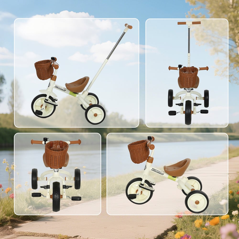 Tommy Toys Toddler White Trike with Adjustable Handle and Basket Image 8