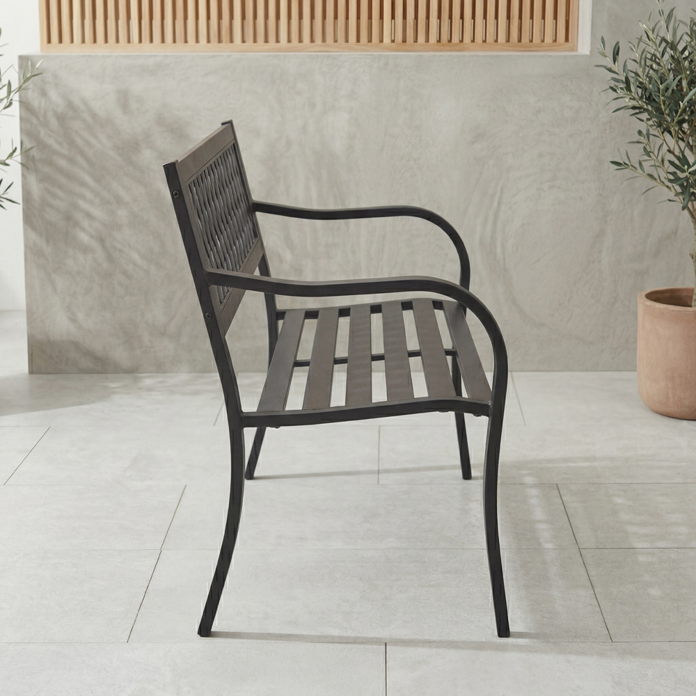 GARDEN VIDA Lattice Style Steel Garden Bench Image 5