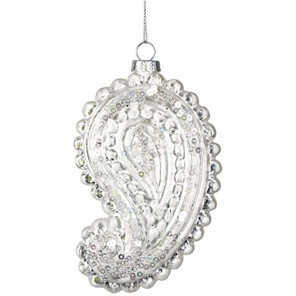 Ornate Paisley Bauble - Silver Image