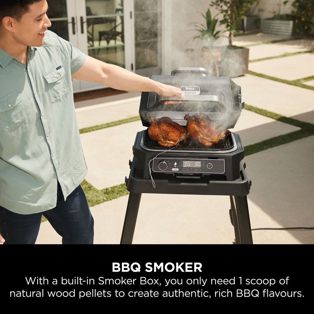 Ninja Woodfire Pro XL OG853UK Grey and Black Electric BBQ Grill and Smoker with Cover Image 5