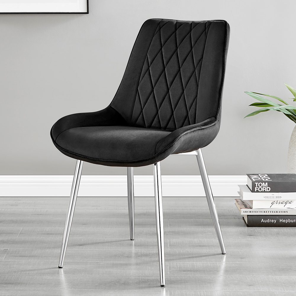 Furniturebox Elissa Cesano Marble Effect 2 Seater Round Dining Set White Black and Chrome Image 3