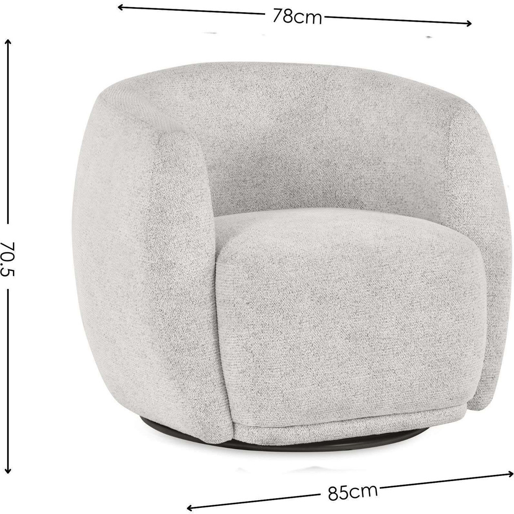 Julian Bowen Bowline Cream Chenille Barrel Design Upholstered Swivel Accent Chair Image 9