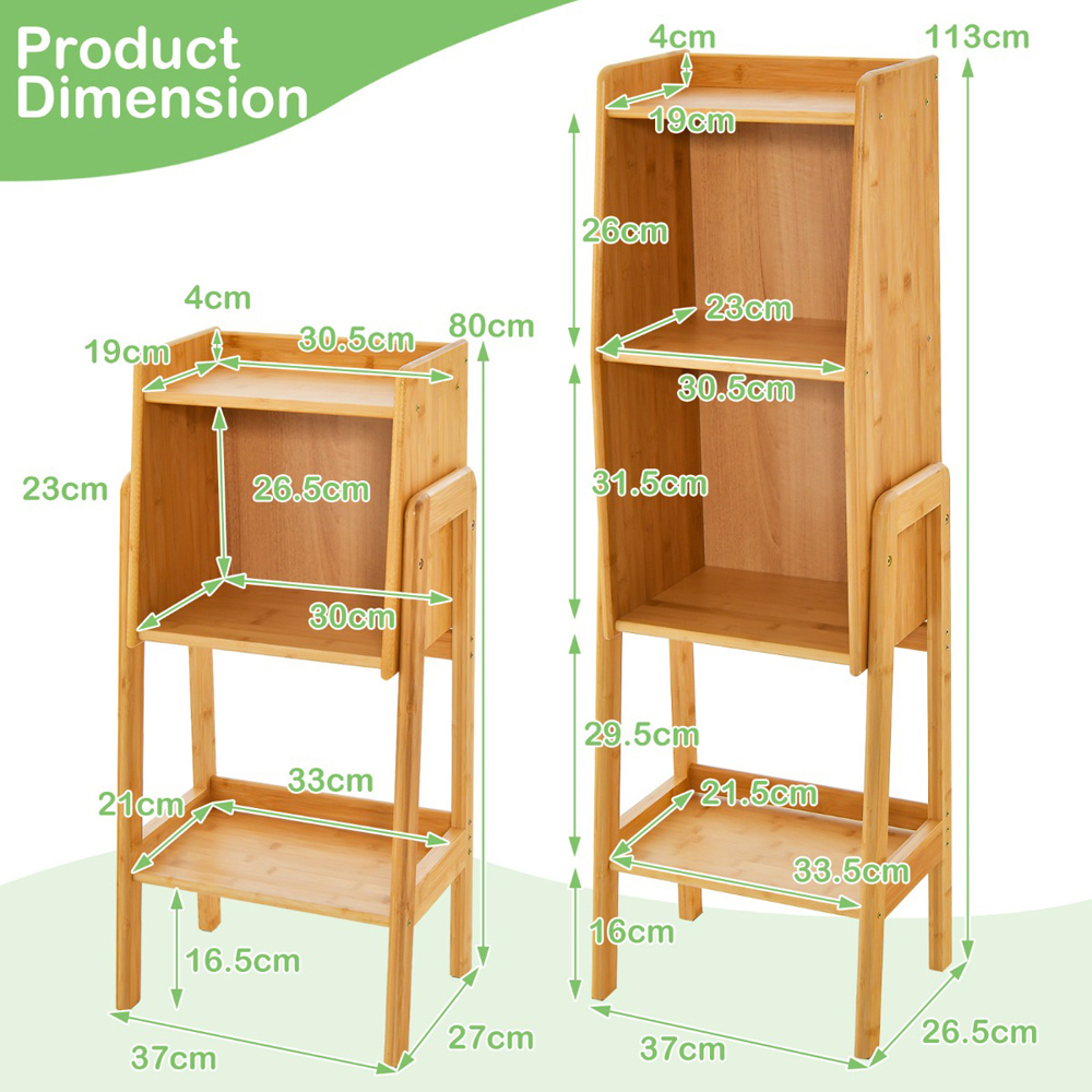 Costway 4 Shelf Bamboo Freestanding Bookcase Image 9