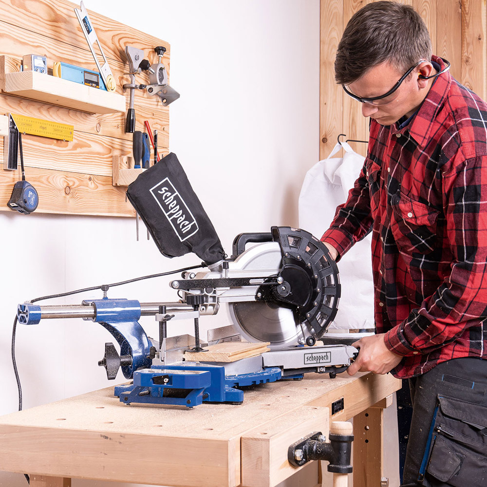 Scheppach HM254 10 inch 48T and 60T TCT Blade Sliding Mitre Saw 2000W Image 2
