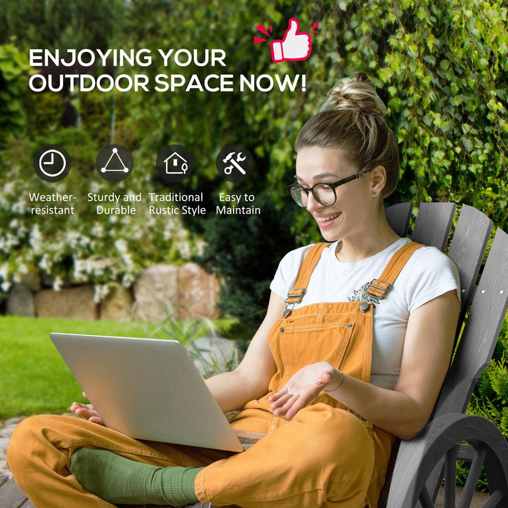 Outsunny Grey Adirondack Garden Rocking Chair Image 6