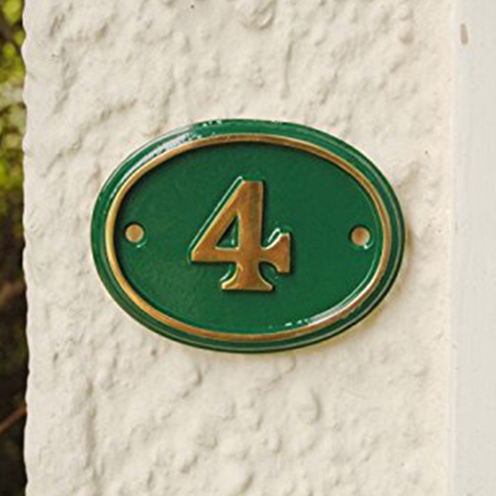 Golden Grace Brass Green Small Oval House Plate Image 2