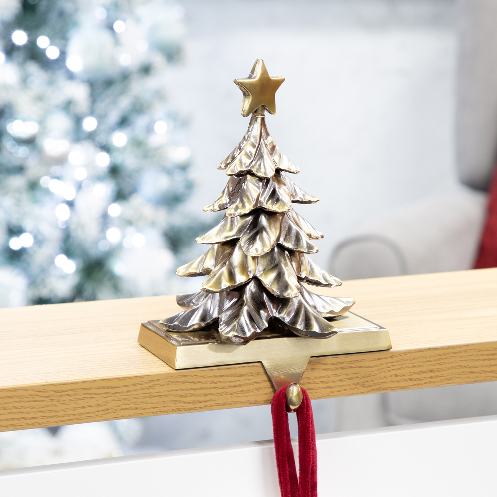 The Christmas Workshop Antique Gold Christmas Tree Stocking Hanging Decoration Image 2