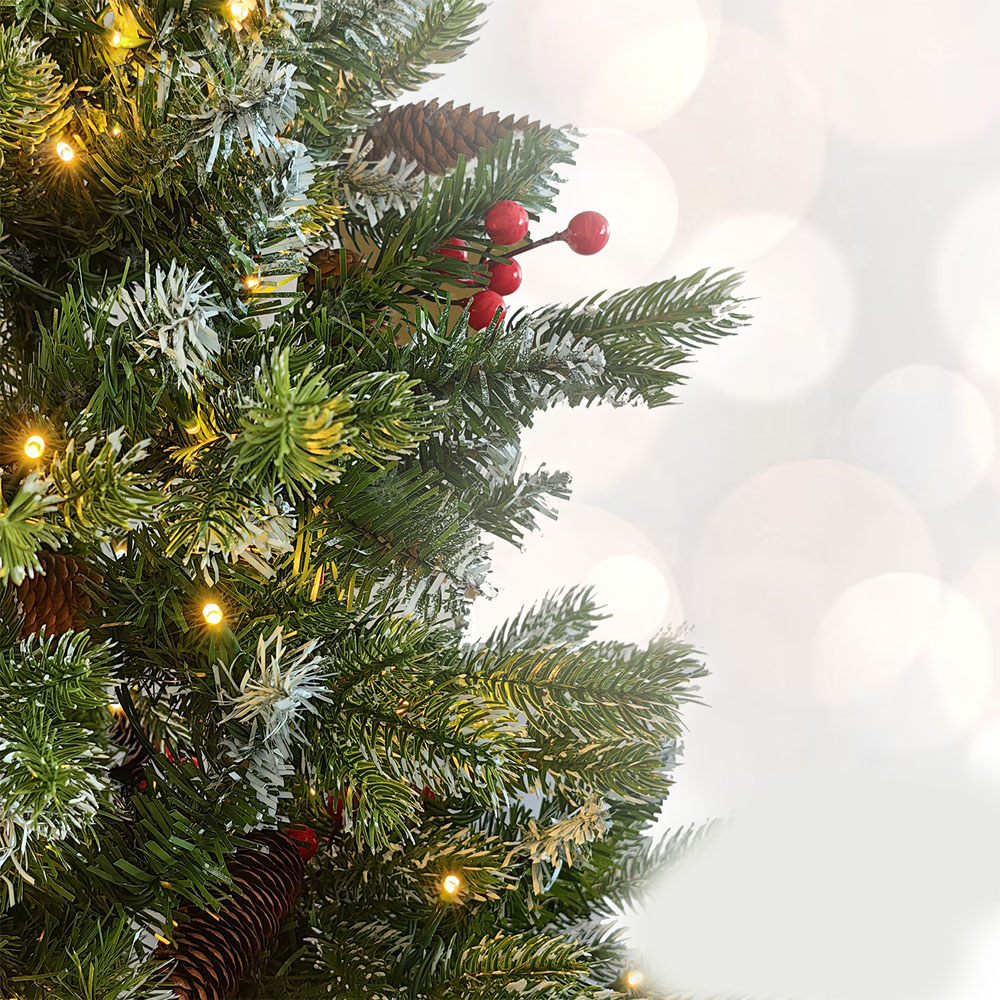 Noel Square Warm White LED Half Artificial Xmas Tree 6.9ft Image 3