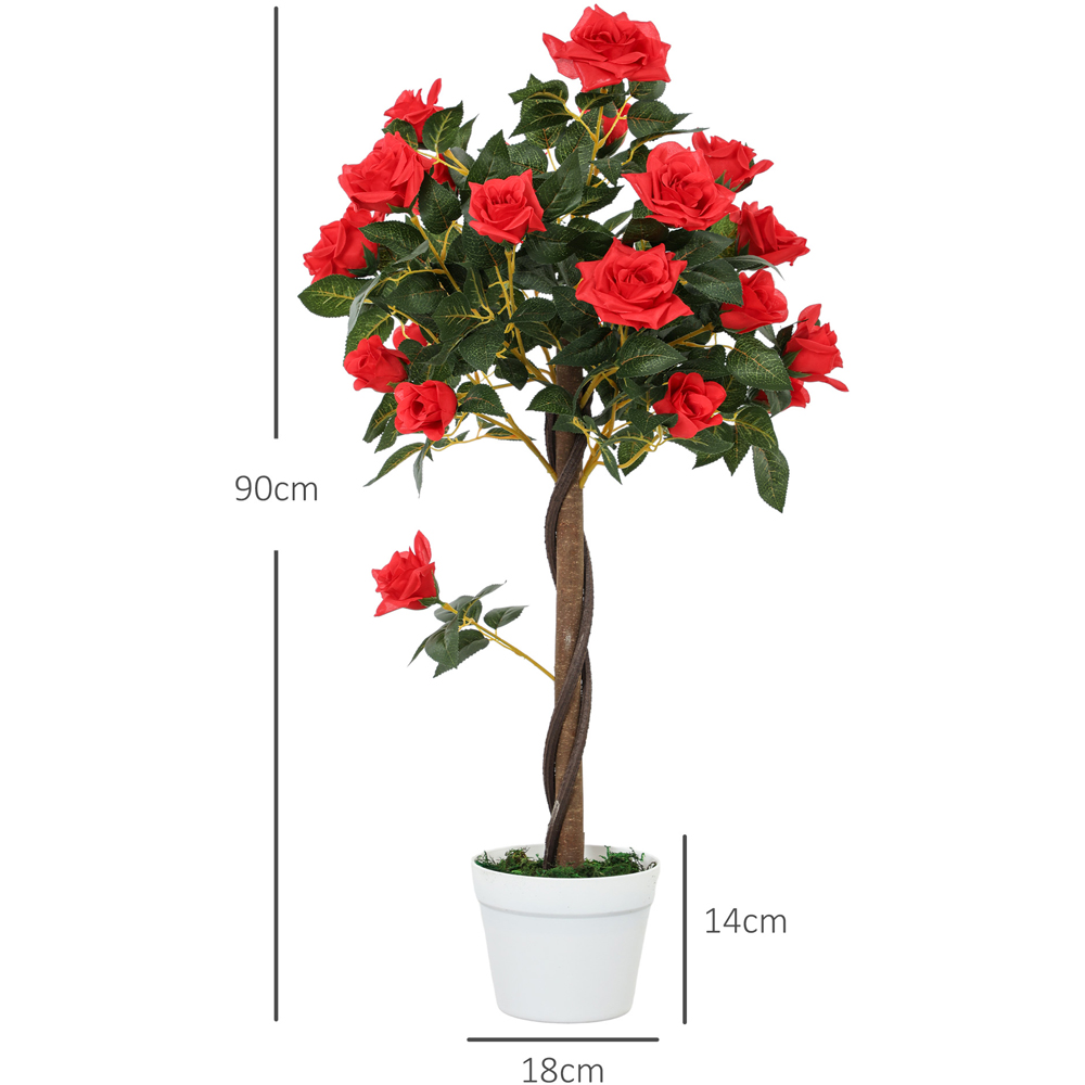 Portland Red Rose Artificial Tree in Pot 90cm 2 Pack Image 9