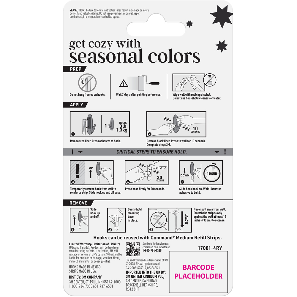 Pack of 4 Command Medium Designer Hooks Mulled Wine Image 2