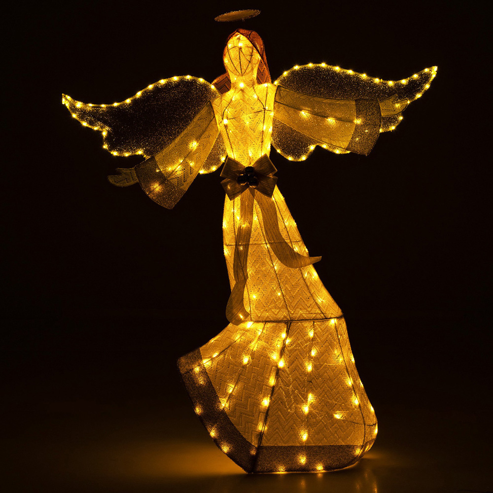 Costway 180 LED Halo Bow Lighted Angel Christmas Decoration 5.2ft Image 4