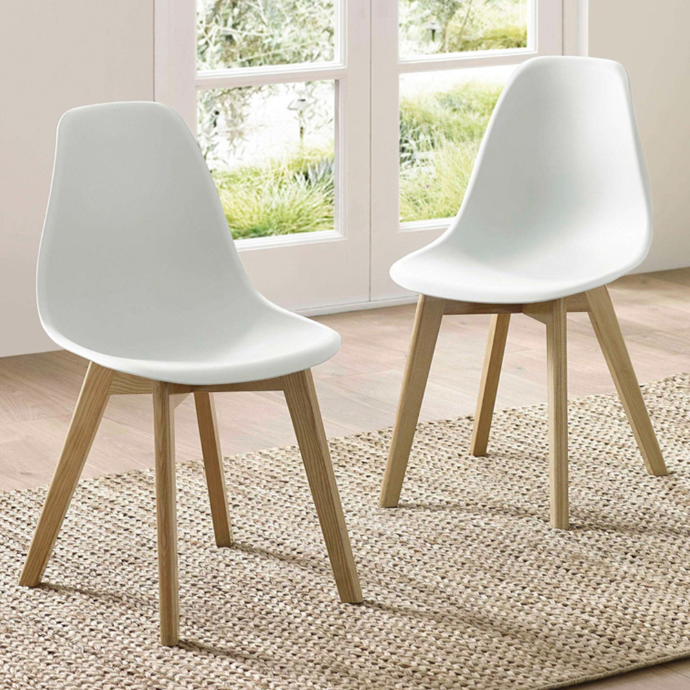 Julian Bowen Agatha Set of 2 White Plastic Dining Chair Image 1