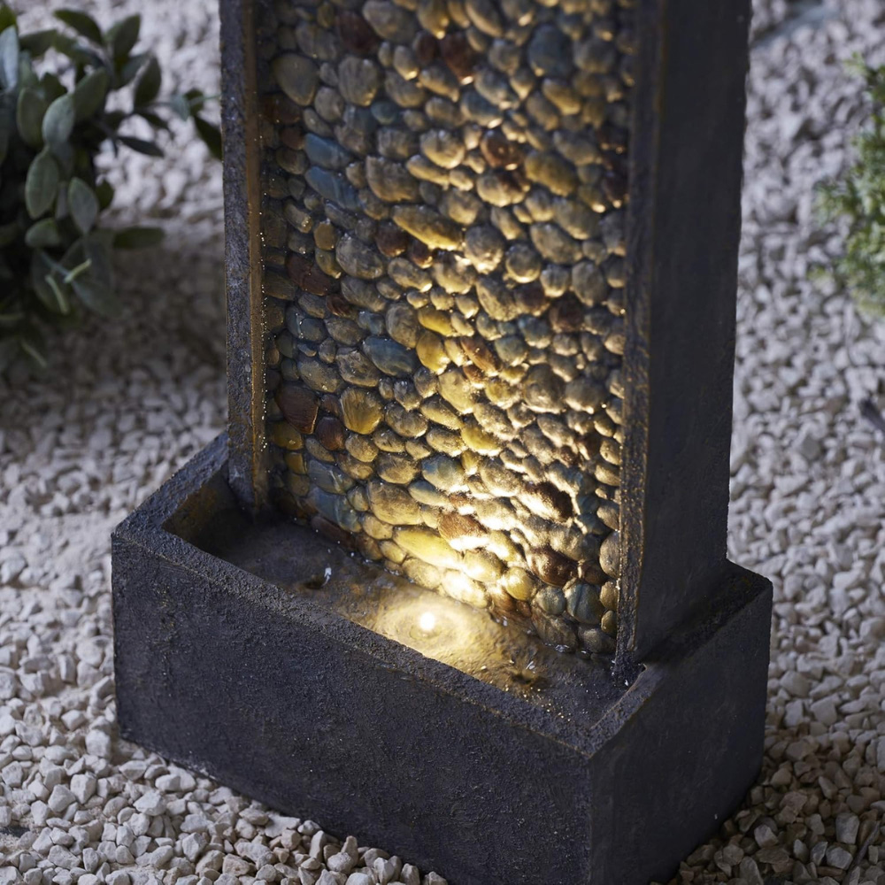 Serenity Vertical Pebble Waterfall Mains Powered LED Water Feature Image 4