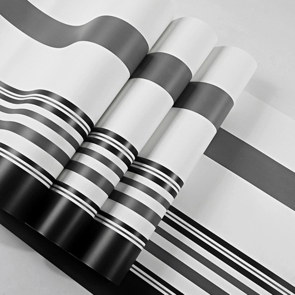Living and Home Striped Grey and Black Non-Woven Wallpaper Image 7