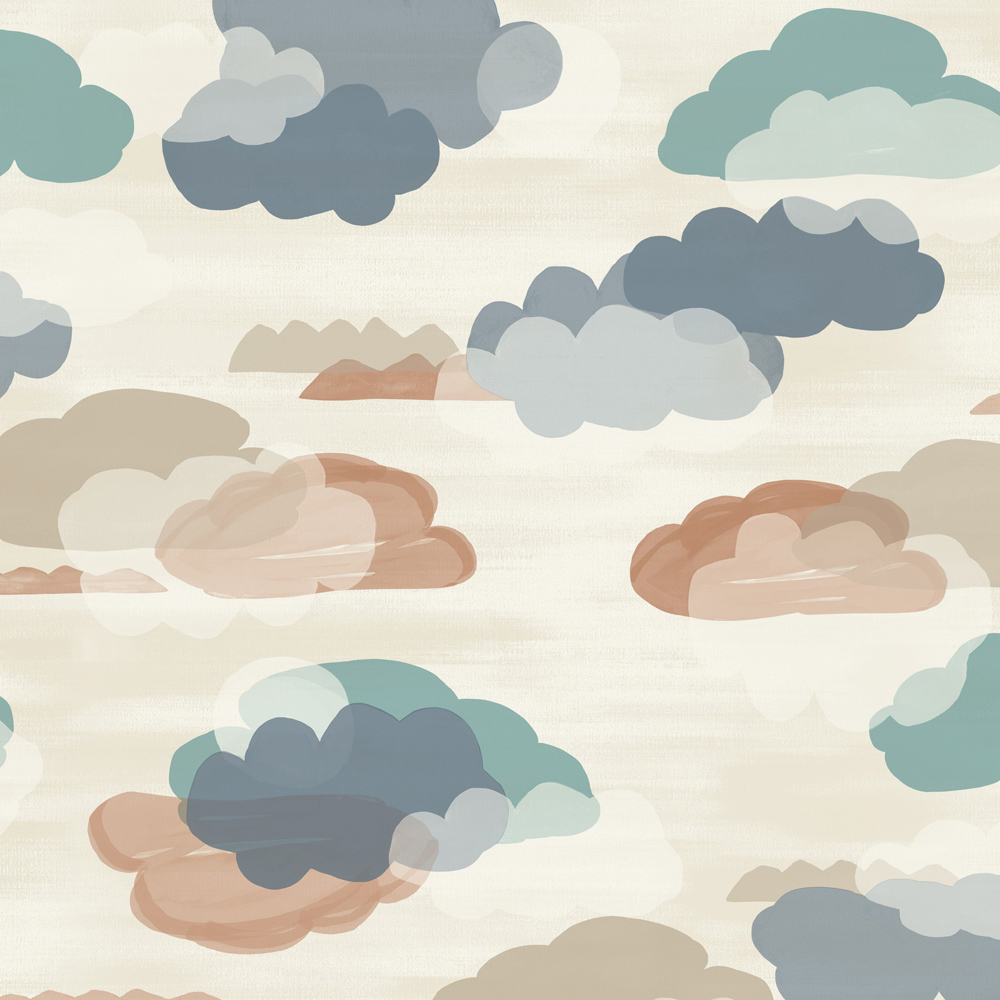 Grandeco Figari Fluffy Clouds Blue Wallpaper Image 3