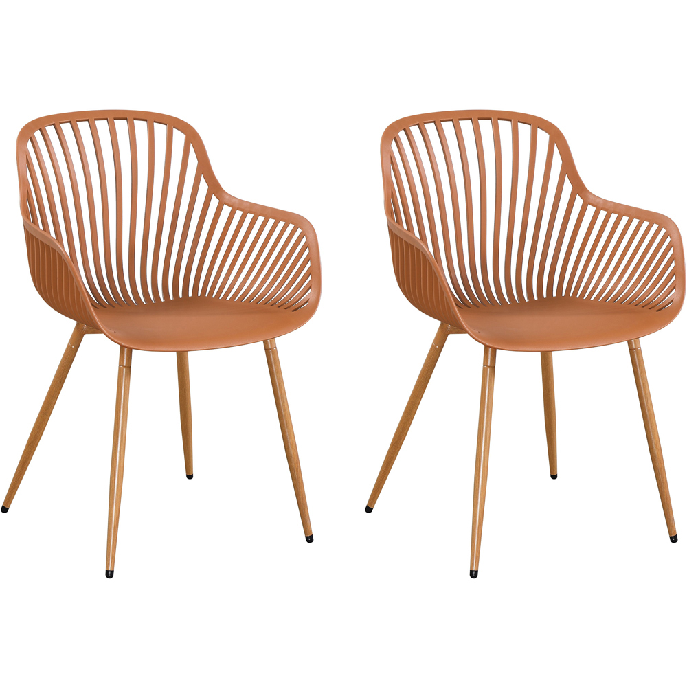 Core Products Set of 2 Terracotta Sunray Design Wood Effect Legs Garden Bistro Armchair Image 2