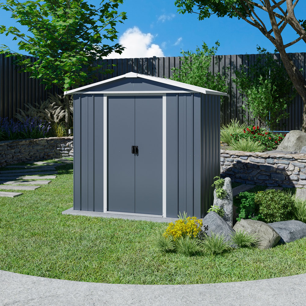 Yardmaster 6'8 x 4'6ft Castleton Anthracite Apex Metal Storage Shed Image 2