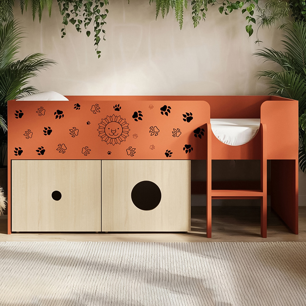 Flair Zaiden Single Orange Mid Sleeper Bed with Toy Box Image 1