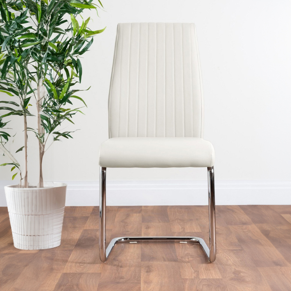 Furniturebox Molini Fortana 6 Seater Dining Set Grey Gloss White and Chrome Image 3