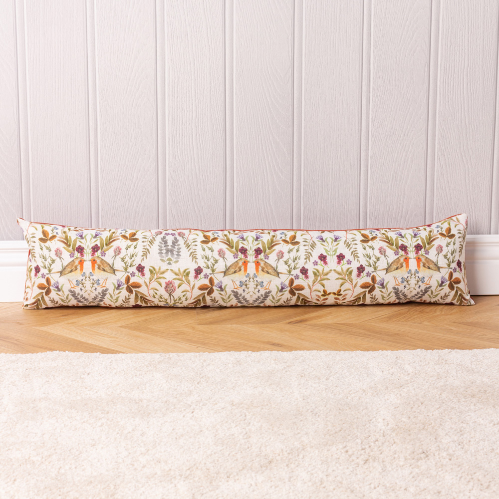 Evans Lichfield Christmas Mirrored Robin Watercolour Printed Velvet Draught Excluder 20 x 92cm Image 2