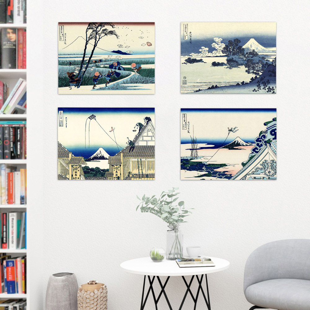 Artery8 Hokusai Views Mount Fuji Beach Temple Mitsui Wall Art Print 30 x 41cm 5 Pack Image 4