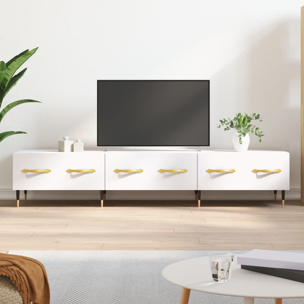 vidaXL 3 Drawer White TV Cabinet Image 1