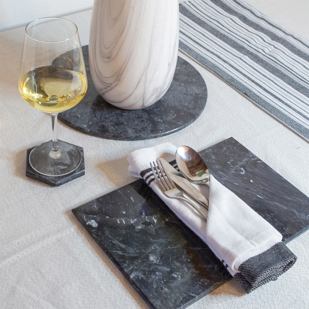 Argon Tableware Black Rectangle Marble Placemat 40 x 30cm 6 Pack Image 2