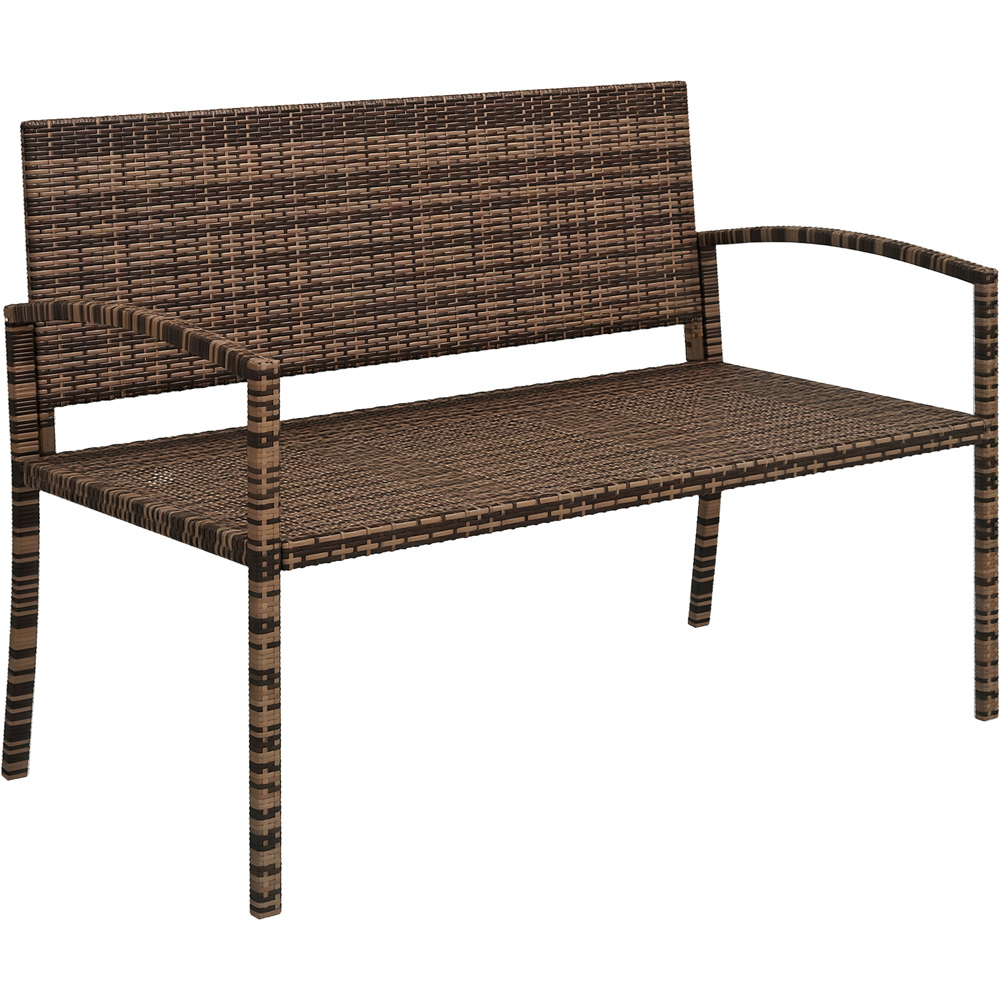 Outsunny 2 Seater Brown Rattan Garden Loveseat Bench Image 2
