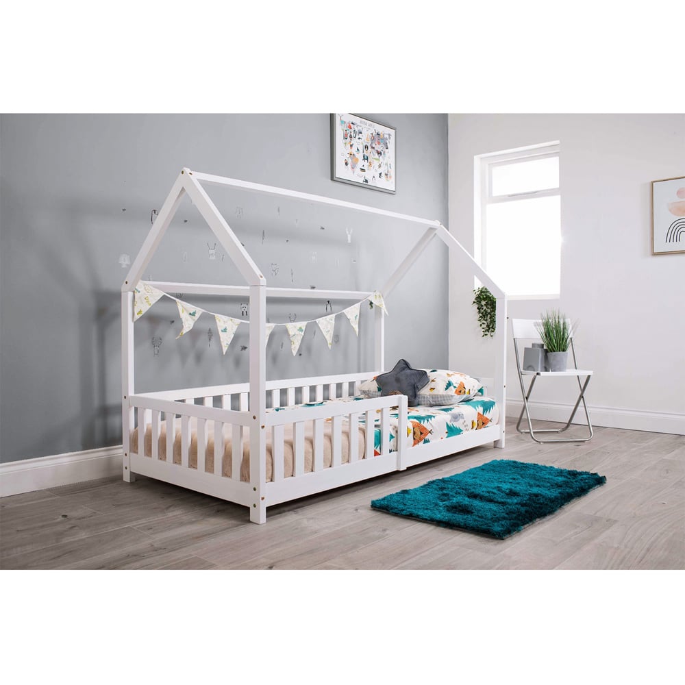 Flair Explorer Single White Playhouse Bed Frame with Rails Image 7