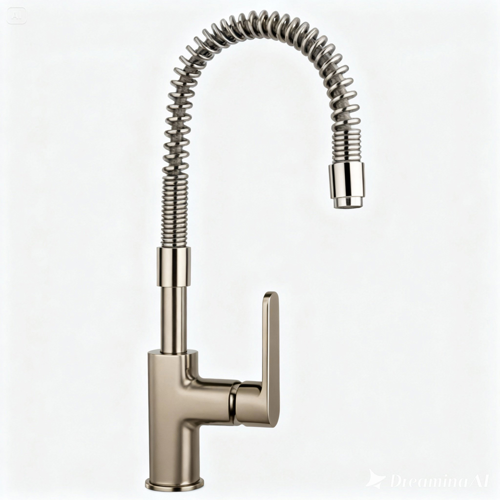 Piralla Novo Brushed Nickel Mono Spring Flexio Sink Spout Image 2