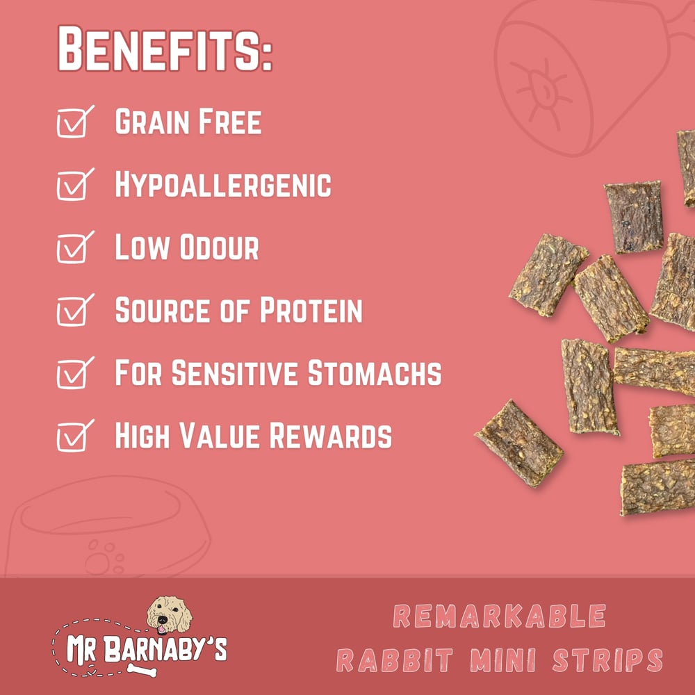 Mr Barnaby's Remarkable Rabbit Mini Strips Dog Treats 6 Pack Image 4
