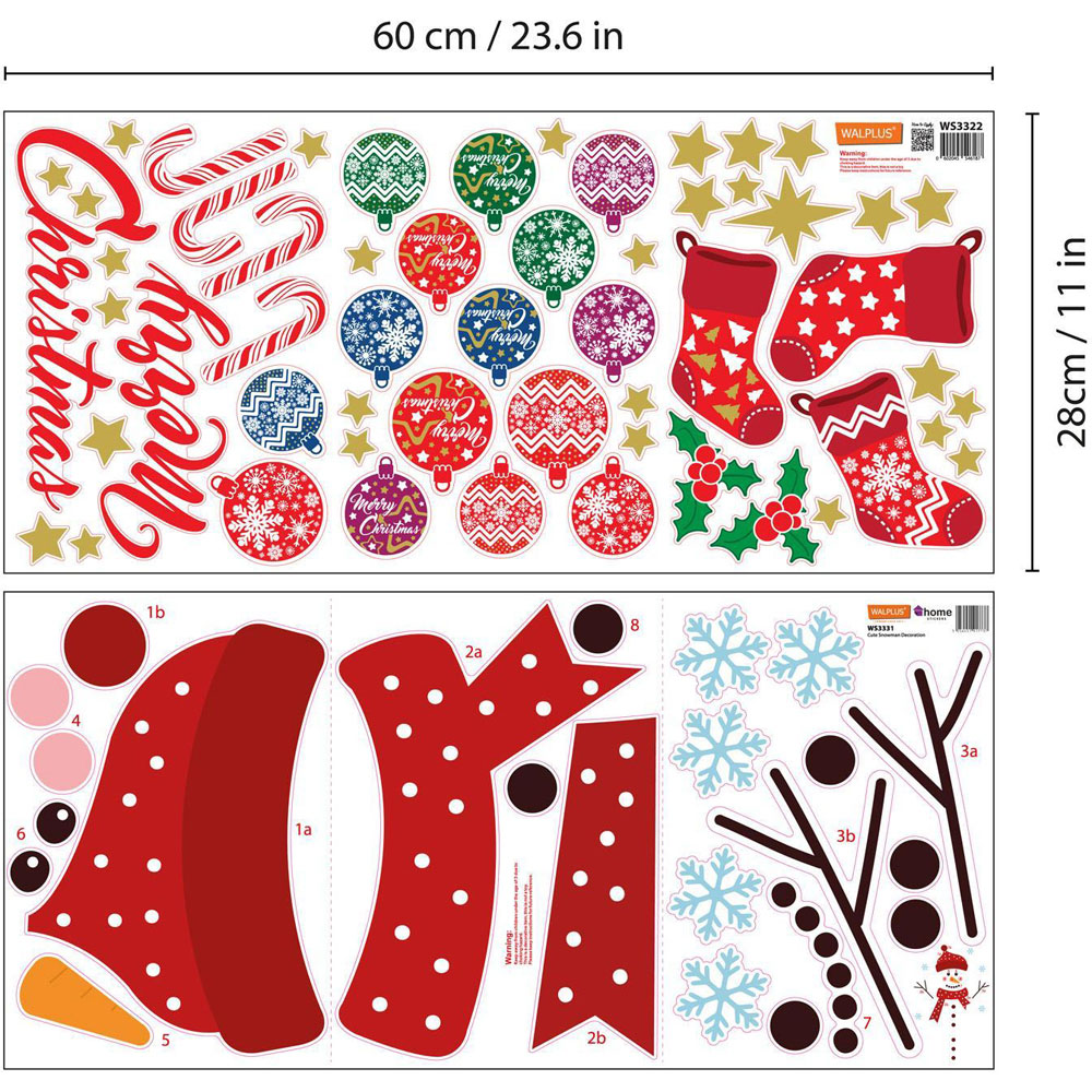 Walplus Merry Christmas With Cute Snowman Self Adhesive Wall Stickers 70 Piece Image 7