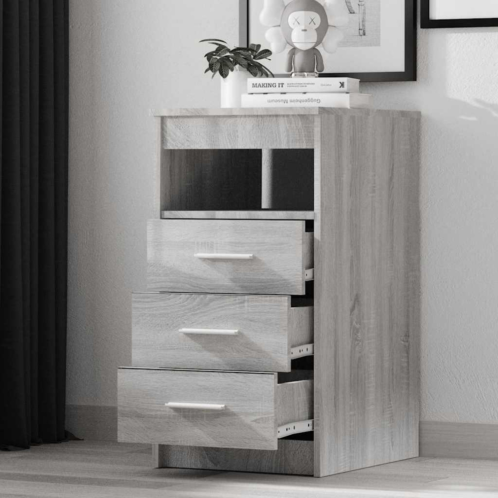 vidaXL 3 Drawer Single Shelf Grey Sonoma Storage Cabinet Image 6