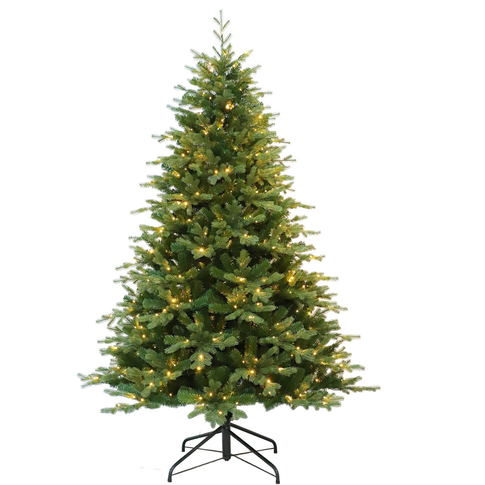 7ft Pre-Lit Cliveden Artificial Fir Christmas Tree Green Image 1