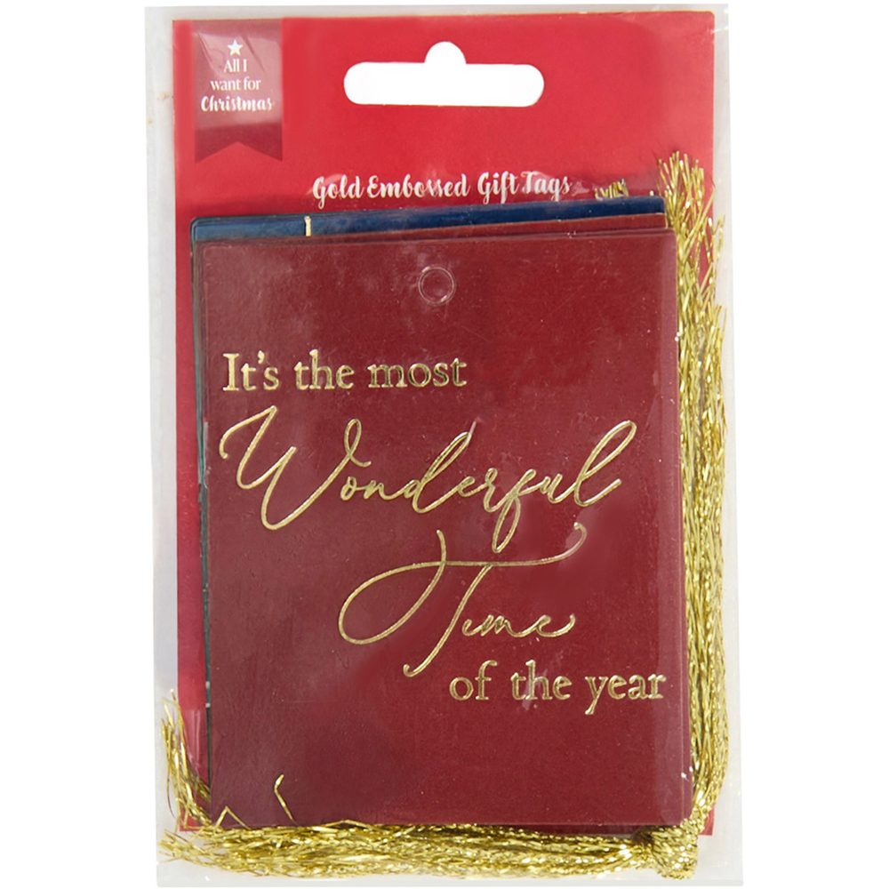 Pack of 12 Embossed Christmas Gift Tags Image 1