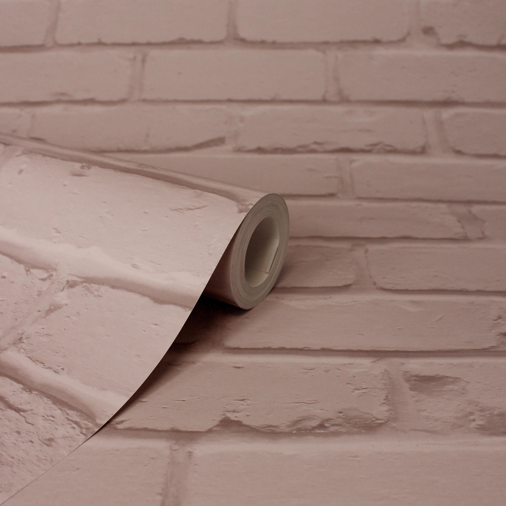 Fine Decor Painted Brick Pink Wallpaper Image 2