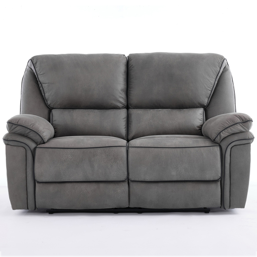 Langham 2 Seater Light Grey Leathaire Manual Recliner Sofa Image 2