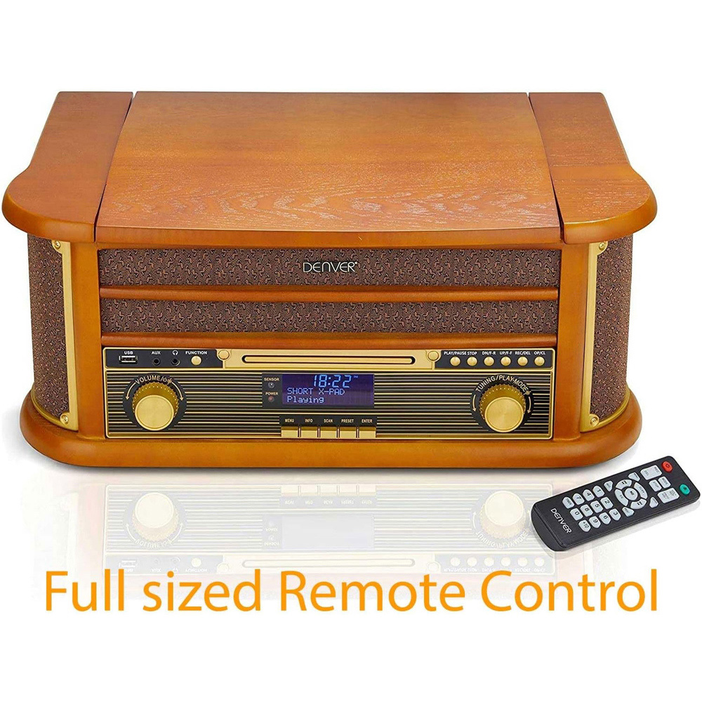 Denver MRD-51BT 9 in 1 Dark Wood Retro Bluetooth DAB Radio Record Player with Speakers Image 3