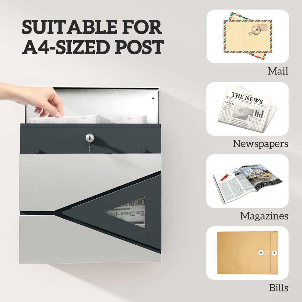 HOMCOM Weatherproof Wall Mounted Mailbox with Lock Image 8
